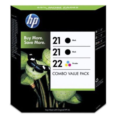hp 21 / 22 Ink Cartridge, Black, Tri-Colour Combo Value Pack, SD400AE